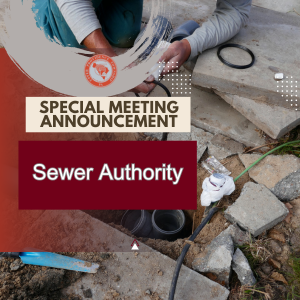 Picture of a pipe on the road with text calling for a special meeting